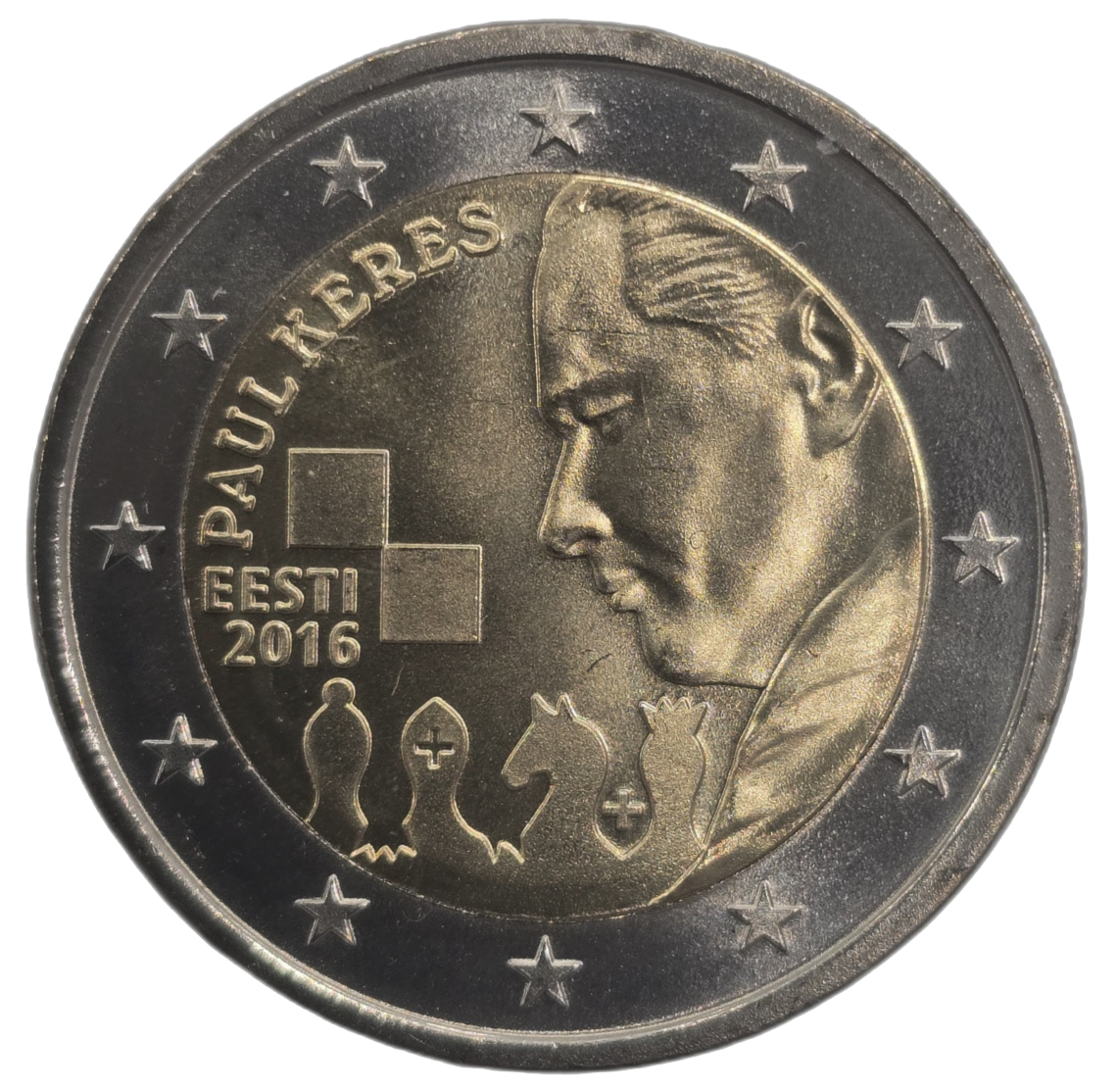 2 euros conmemorativa Centenario del nacimiento de Paul Keres